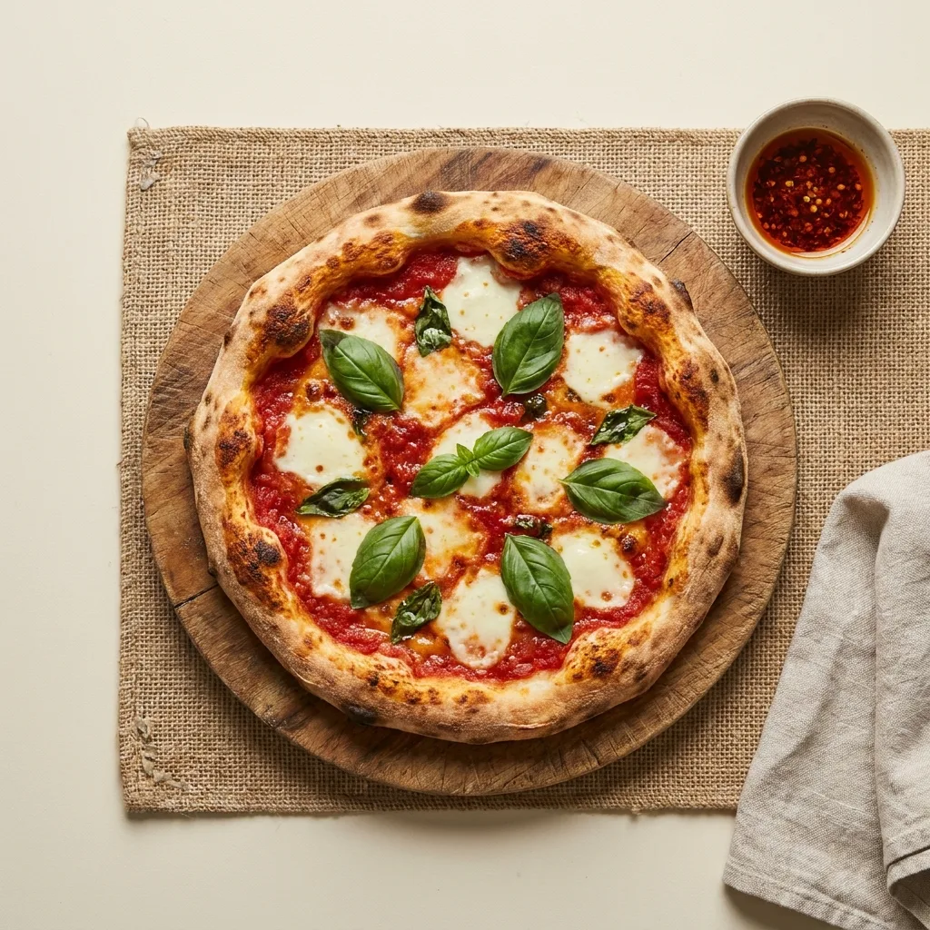 Pizza Margarita — sauce tomate, mozzarella, basilic frais