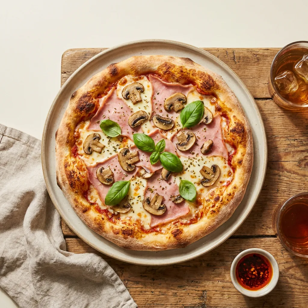 Pizza Regina — jambon, champignons, mozzarella