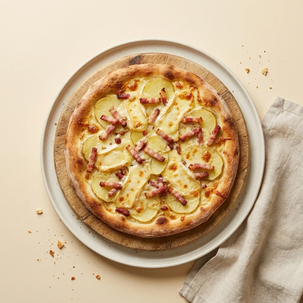 Pizza Savoyard — pommes de terre, lardons, fromage fondu