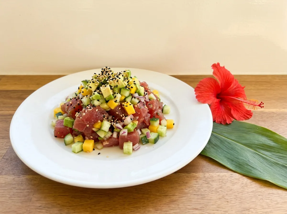 Tartare de thon frais aux légumes et graines de sésame